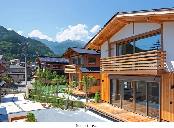 Modern Japanese Houses in a Mountain Village