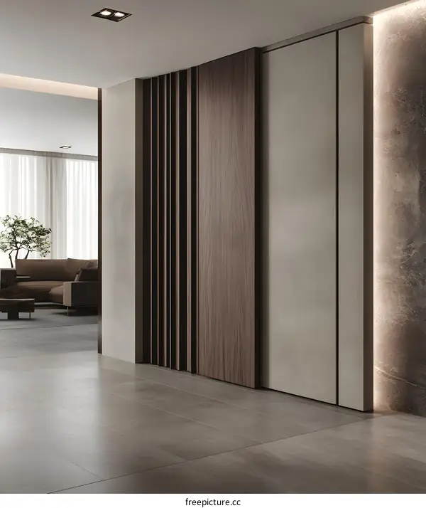 Modern Interior Design with Sliding Wooden Door