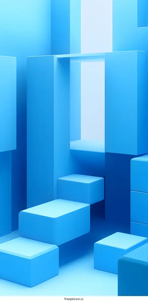 Abstract Blue 3D Geometric Shapes