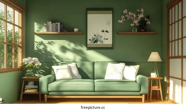 Green Living Room Interior Design Illustration