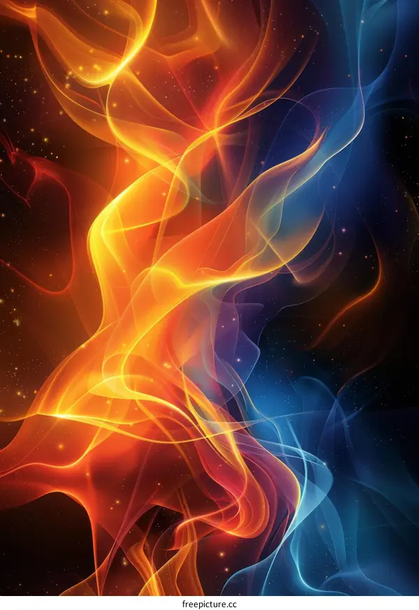 Abstract Fire and Ice Phenomenon Illustration