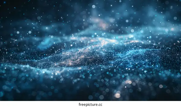 Blue and white glowing particles background