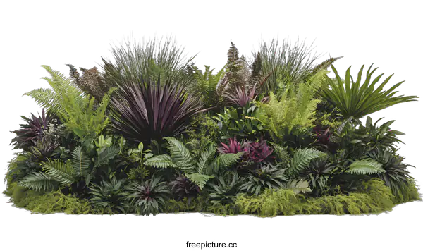 [Transparent Background PNG]Tropical Green Plants Isolated on White Background