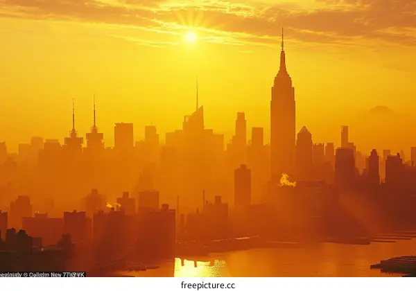 Sunrise over Manhattan Skyline