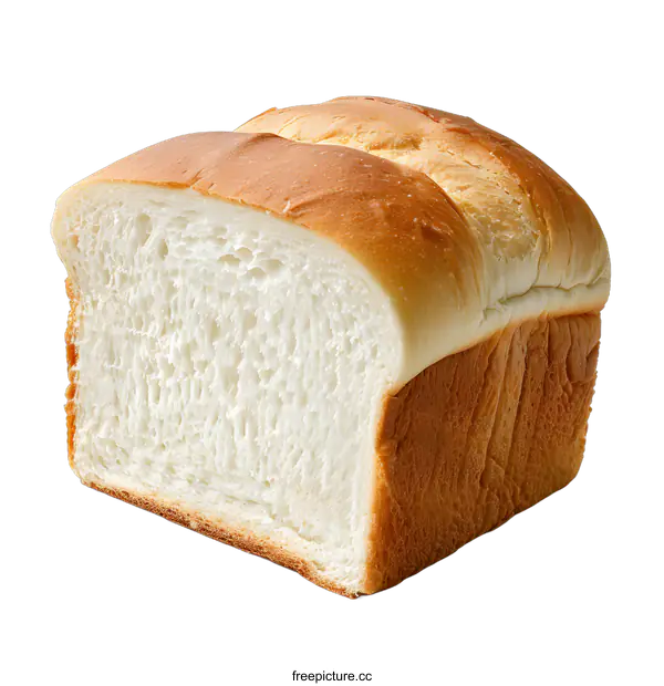 [Transparent Background PNG]Freshly Baked White Bread Loaf Isolated on White Background
