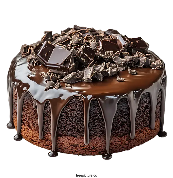 [Transparent Background PNG]Delicious Chocolate Cake with Drizzled Chocolate