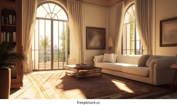 Luxury Living Room Interior Design with French Doors and Large Windows
