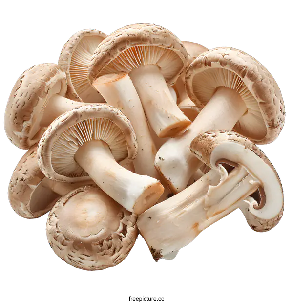[Transparent Background PNG]Fresh mushrooms on white background