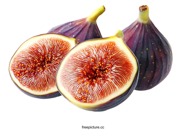 [Transparent Background PNG]Fresh Figs with Close-up of Seeds and Texture