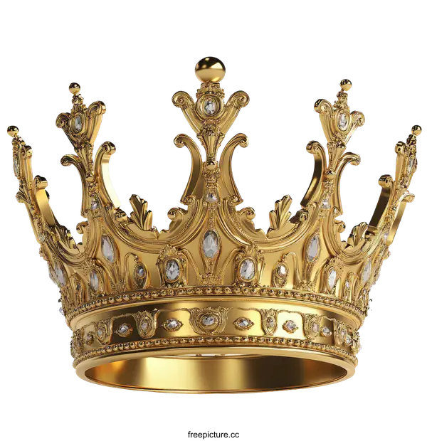 [Transparent Background PNG]Golden Crown with Precious Gems
