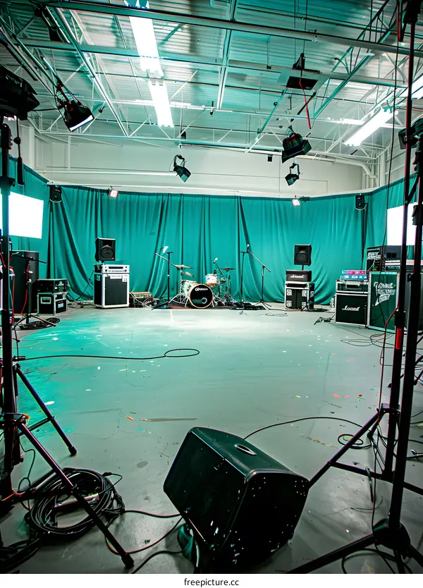 Empty Music Studio Setup with Green Screen