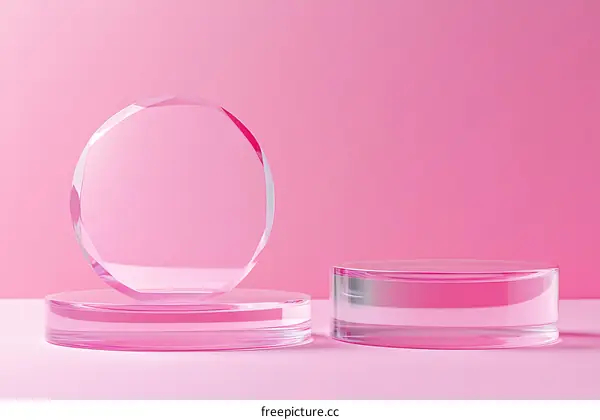 Abstract Geometric Pink Glass Display Stands