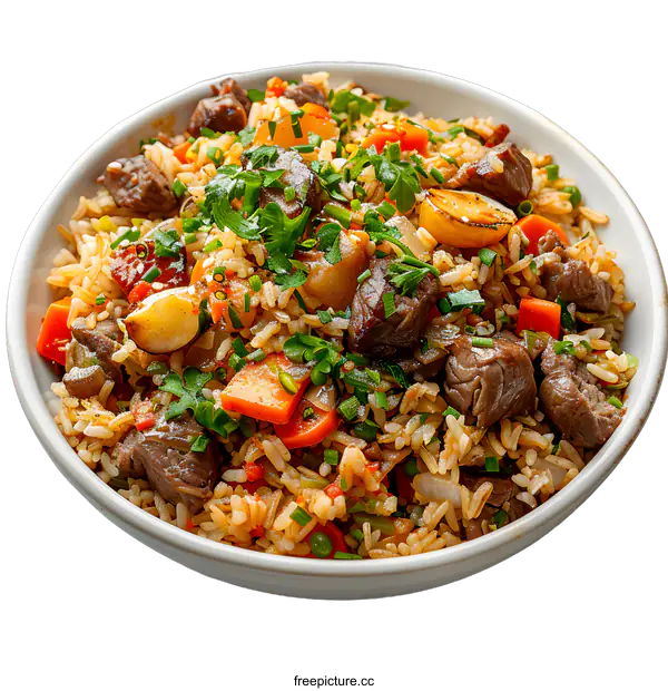[Transparent Background PNG]Beef and Vegetable Fried Rice