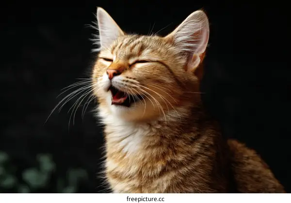 Close-up Portrait of a Ginger Cat Meowing