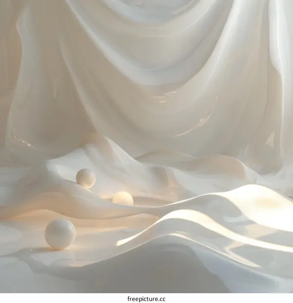 Abstract White Fabric and Sphere Design
