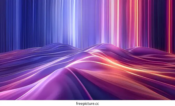 Wavy futuristic landscape with glowing lines