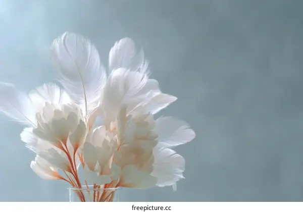 Delicate White Feathers in a Vase