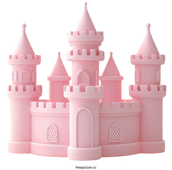 [Transparent Background PNG]Pink Princess Castle Illustration