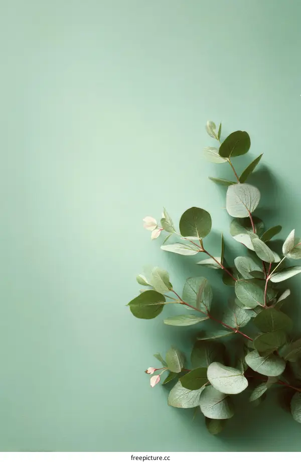 Eucalyptus Branches Arrangement on Pastel Green Background