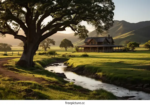 Farmhouse in a rural setting