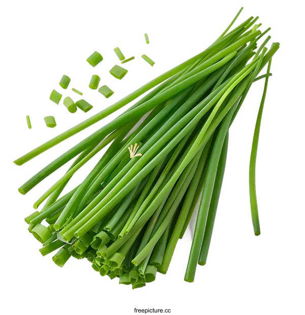 [Transparent Background PNG]Fresh Chives Isolated on White Background