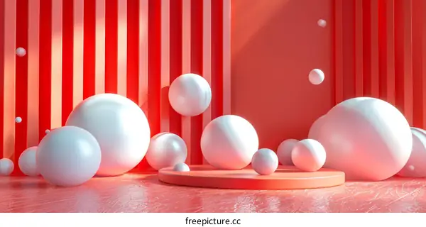 Abstract Coral Geometric Sphere Scene Design