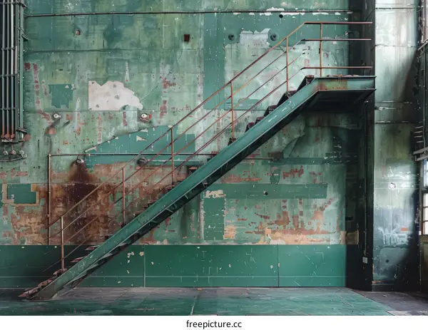 Stairway to nowhere in an abandoned building