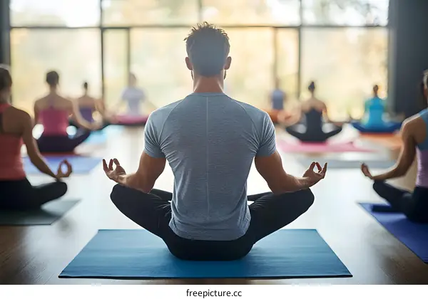 Man Meditating in a Yoga Class