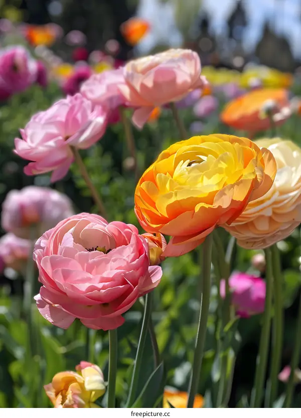 Close Up of Beautiful Pink and Yellow Flowers Blooming In Garden