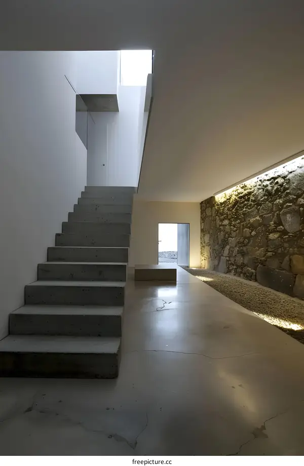 Modern Minimalist Concrete Staircase Interior Design