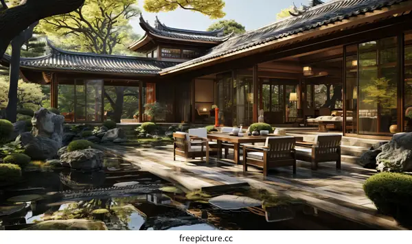 Courtyard house with a beautiful garden