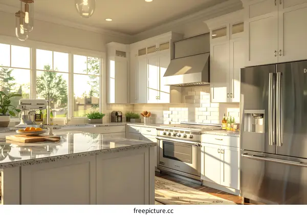 Modern Kitchen Interior Design with White Cabinets and Stainless Steel Appliances