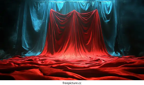 Dramatic Stage Drapery Backdrop in Red and Teal