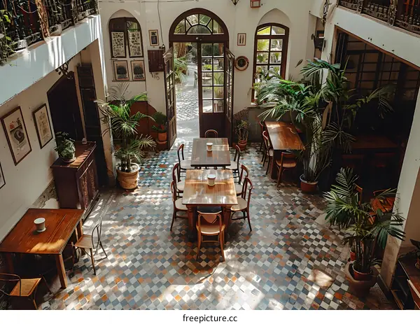The beauty of a sunlit indoor courtyard