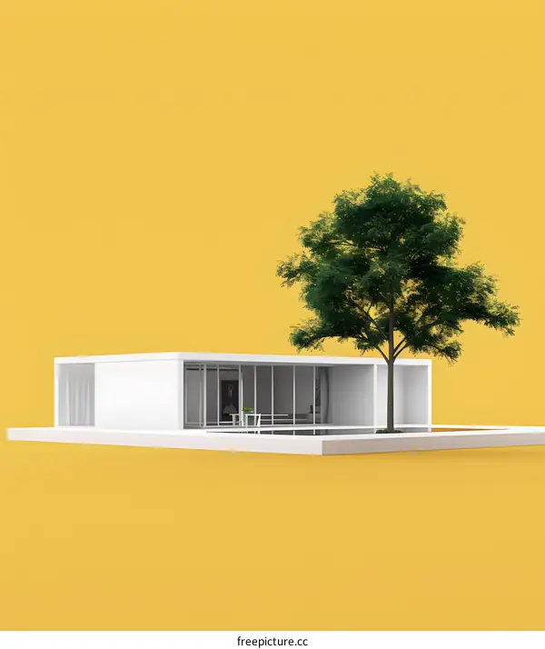 Minimalist House Design with Tree Illustration