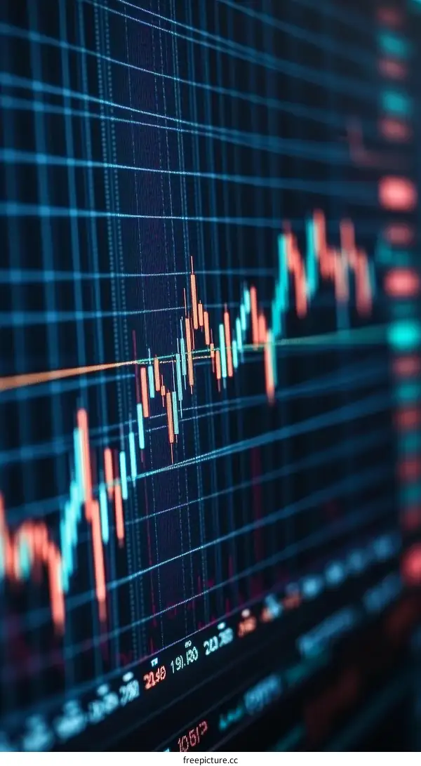 Financial Data Chart Display on Monitor