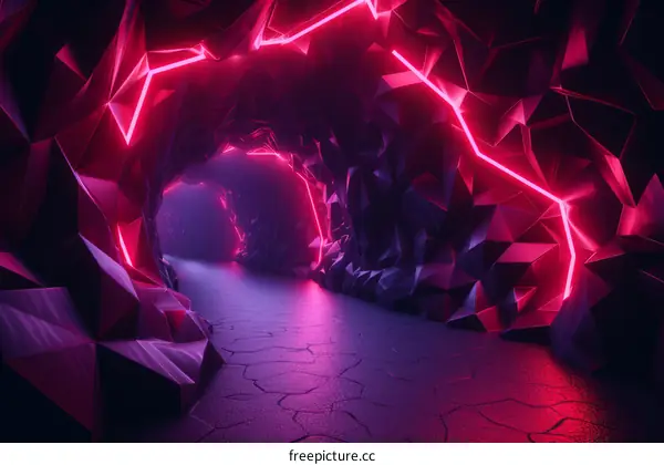 Pink and purple glowing futuristic tunnel