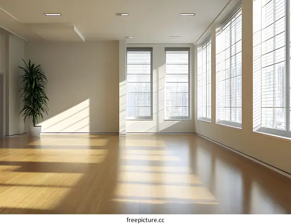 Empty Room With Wood Floor and Windows