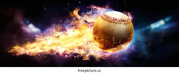 Fiery Baseball in the Night Sky