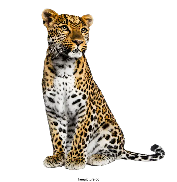 [Transparent Background PNG]Leopard Sitting on White Background