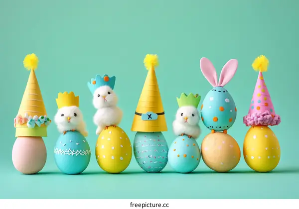Colorful Easter Eggs with Decorated Animals