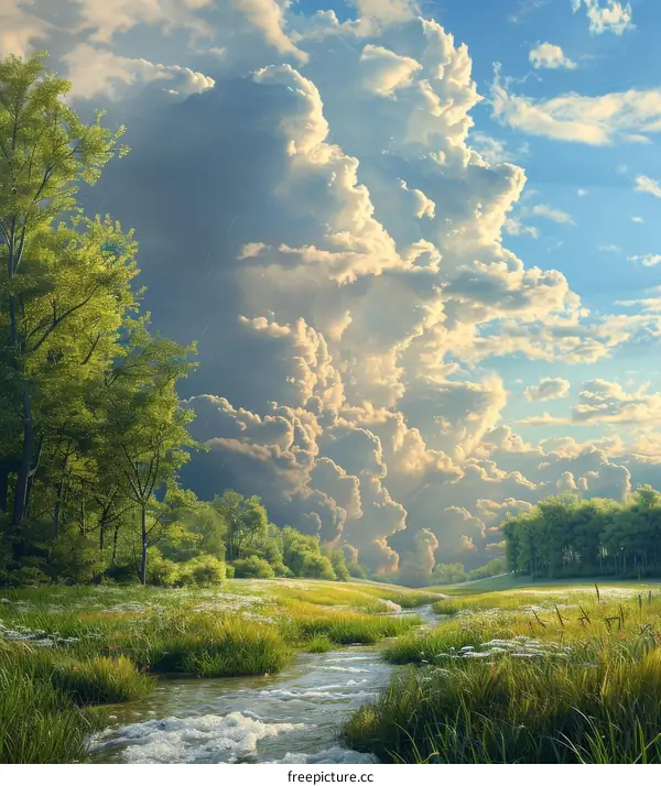 Stunning Cloud Formation Over a Scenic Meadow