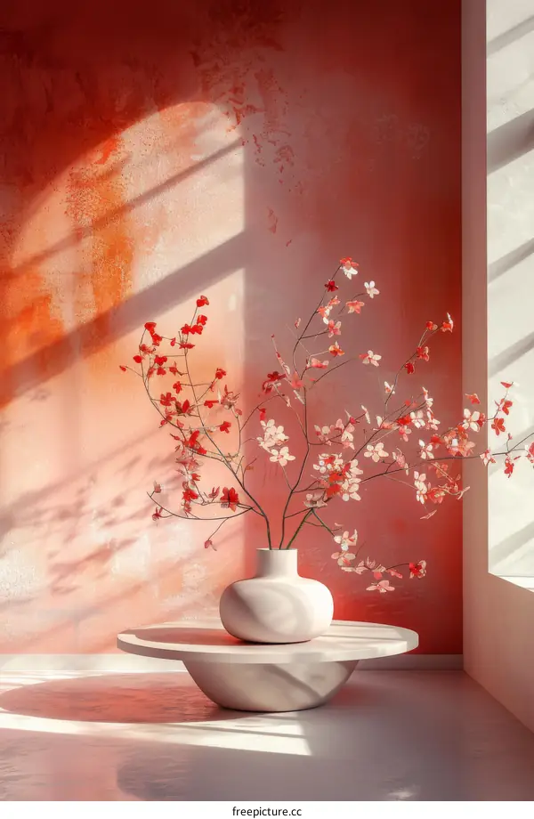 Modern Interior Design with Pink Flowers