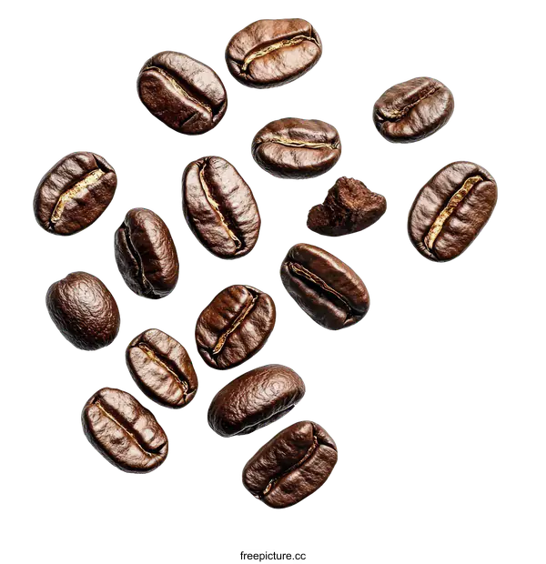 [Transparent Background PNG]Coffee Beans in Flight against White Background