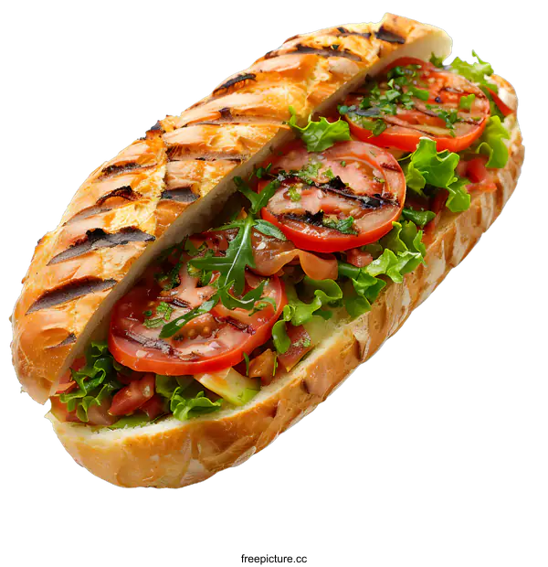 [Transparent Background PNG]Grilled Vegetable Sandwich on White Background