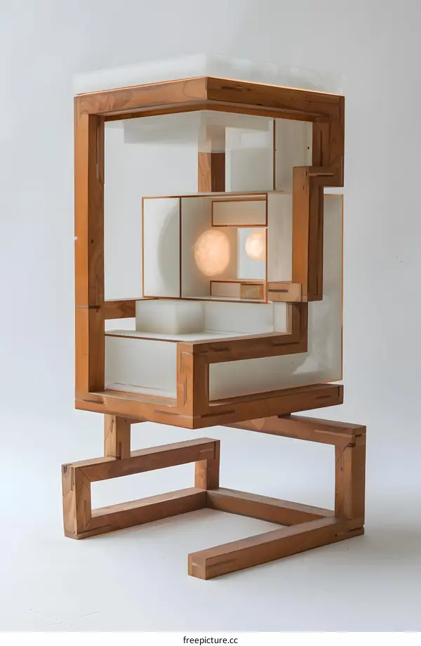 Wooden sculpture with a light inside