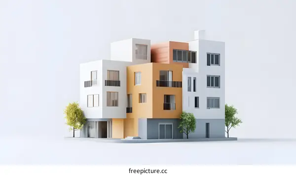 Modern Architectural Model of an Apartment Building