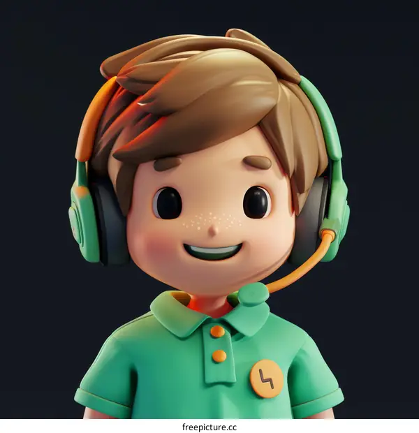 3D illustration of a young male wearing headphones