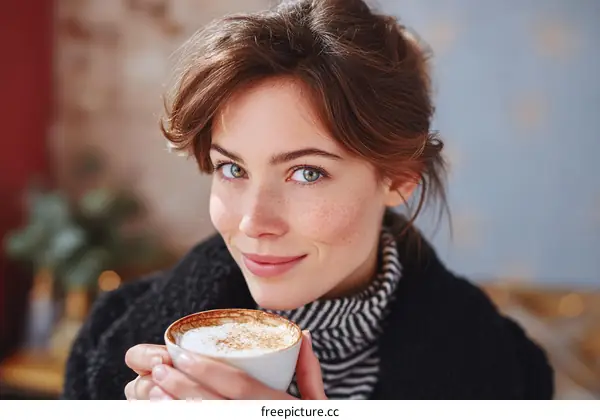 Woman enjoying a coffee in a cafe