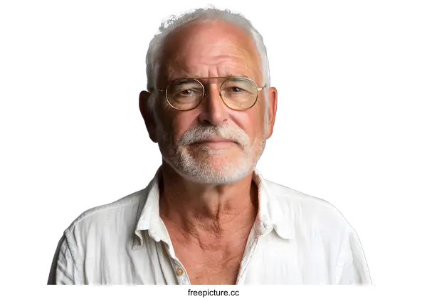 [Transparent Background PNG]portrait of a senior man with white hair and beard